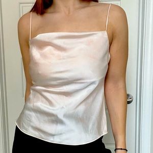 Silk Cowl Neck Pink Tank Top